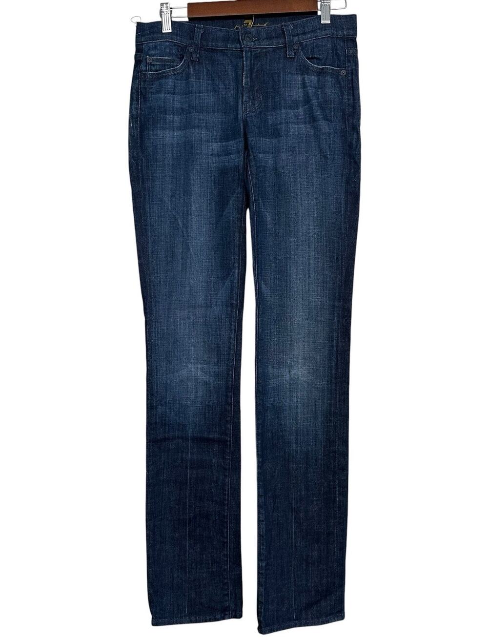 7 For All Mankind Dark Wash Straight Leg Blue Jeans Size 27 34” Inseam